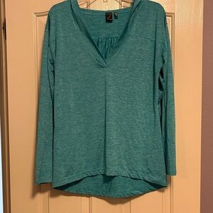 Zella Teal V-Neck Long Sleeve Hoodie